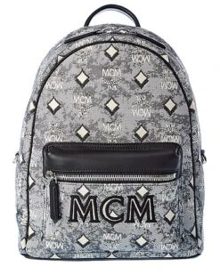 MCM Stark Vintage Jacquard Monogram Canvas & Leather Backpack Women