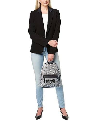 MCM Stark Vintage Jacquard Monogram Canvas & Leather Backpack Women 4 MCM Stark Vintage Jacquard Monogram Canvas & Leather Backpack Women - Image 4