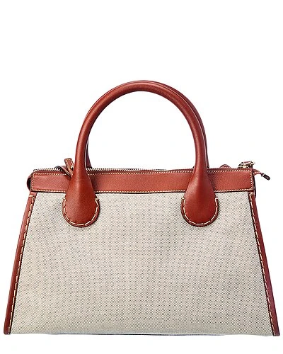 Chloé Edith Day Medium Canvas & Leather Satchel Women 2 Chloé Edith Day Medium Canvas & Leather Satchel Women - Image 2