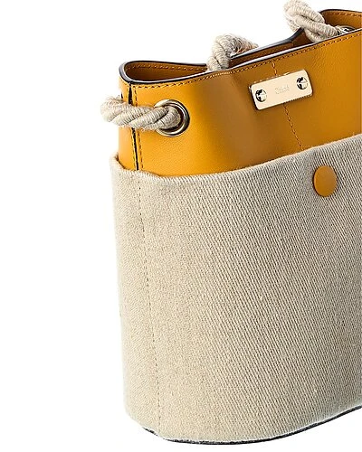 Chloé Key Small Linen & Leather Bucket Bag Women 3 Chloé Key Small Linen & Leather Bucket Bag Women - Image 3