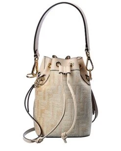 FENDI Mon Tresor Mini FF Tapestry & Leather Bucket Bag Women