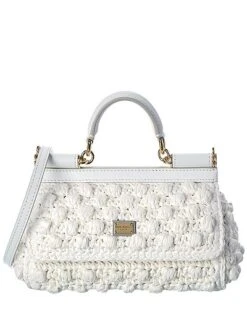 Dolce & Gabbana Sicily Small Crochet & Leather Satchel Women