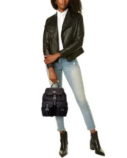 Prada Vela Nylon & Saffiano Leather Small Two-Pocket Backpack Women -City Bag Corner 1111336755 RLLD 4