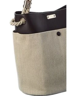 Chloé Key Medium Linen & Leather Bucket Bag Women -City Bag Corner 1111441903 RLLD 3