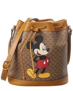 Gucci X Disney Small Canvas & Leather Bucket Bag Women