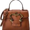 MOSCHINO Baroque Buckle Large Leather Satchel Women