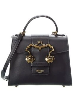 MOSCHINO Baroque Buckle Leather Satchel Women