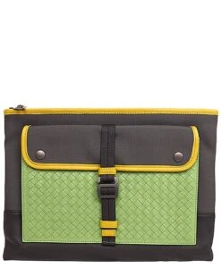 Bottega Veneta Leather & Canvas Clutch Women