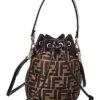 FENDI Mon Tresor Mini FF & Leather Bucket Bag Women