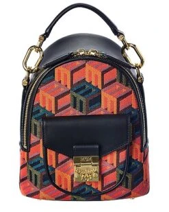 MCM Patricia Monogram Jacquard & Leather Backpack Women