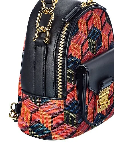 MCM Patricia Monogram Jacquard & Leather Backpack Women 3 MCM Patricia Monogram Jacquard & Leather Backpack Women - Image 3