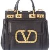 Valentino Rockstud Alcove Micro Grainy Leather Satchel Women