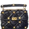 Valentino Roman Stud Large Leather & Mesh Shoulder Bag Women