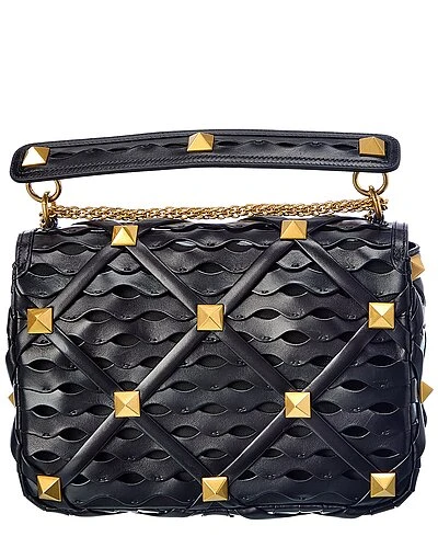 Valentino Roman Stud Large Leather & Mesh Shoulder Bag Women 2 Valentino Roman Stud Large Leather & Mesh Shoulder Bag Women - Image 2