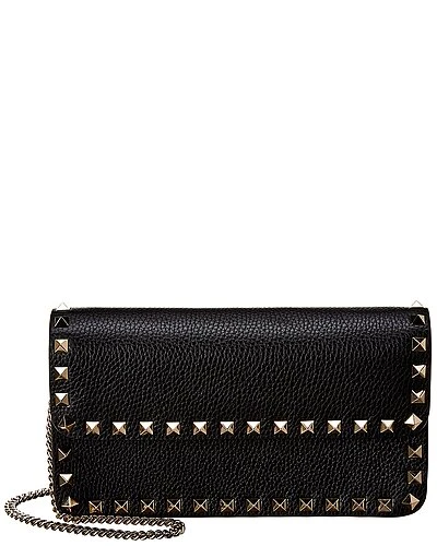 Valentino Rockstud Grainy Leather Wallet On Chain Women 1 Valentino Rockstud Grainy Leather Wallet On Chain Women
