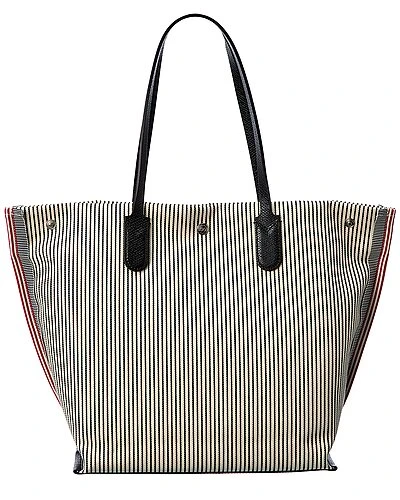 Longchamp Essential Raye Open Canvas & Leather Tote Women 2 Longchamp Essential Raye Open Canvas & Leather Tote Women - Image 2