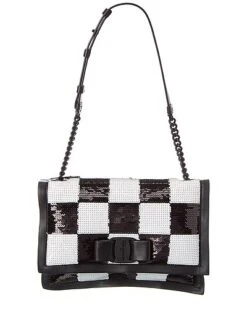 Salvatore Ferragamo Viva Bow Small Sequin Leather Shoulder Bag Women