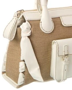 Chloé Edith Day Medium Linen & Leather Satchel Women -City Bag Corner 1160470559 RLLD 3