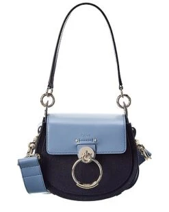 Chloé Tess Small Linen & Leather Shoulder Bag Women