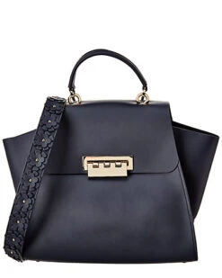 Eartha Iconic Top Handle Floral Strap Leather Satchel Women