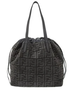 FENDI Drawstring Large Suede Tote Women