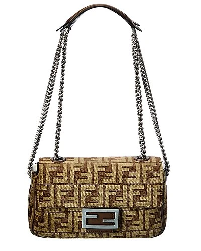 FENDI Baguette Midi FF Tapestry Shoulder Bag Women 1 FENDI Baguette Midi FF Tapestry Shoulder Bag Women