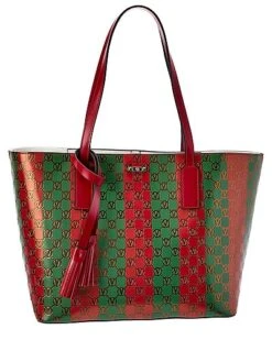By Mario Valentino Soho Monogram Stripes Leather Tote Women
