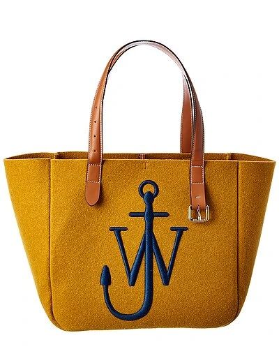 JW Anderson Logo Wool & Leather Tote Women 1 JW Anderson Logo Wool & Leather Tote Women