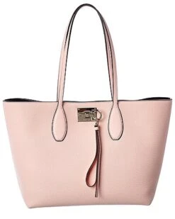 Salvatore Ferragamo Udio Leather Tote Women Grey -City Bag Corner 1161178954 RLLD pink 1