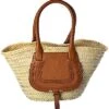 Chloé Marcie Medium Raffia & Leather Basket Tote Women