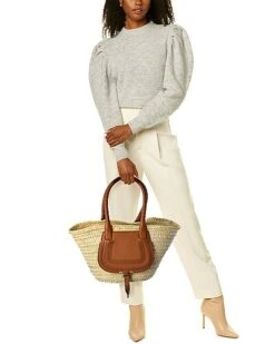 Chloé Marcie Medium Raffia & Leather Basket Tote Women -City Bag Corner 1161285063 RLLD 4