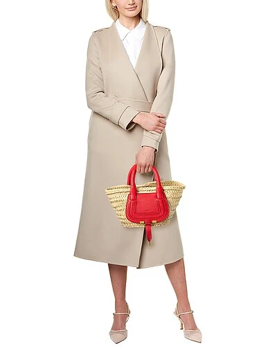 Chloé Marcie Mini Raffia & Leather Basket Tote Women 4 Chloé Marcie Mini Raffia & Leather Basket Tote Women - Image 4