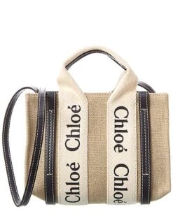 Chloé Woody Mini Canvas & Leather Tote Women