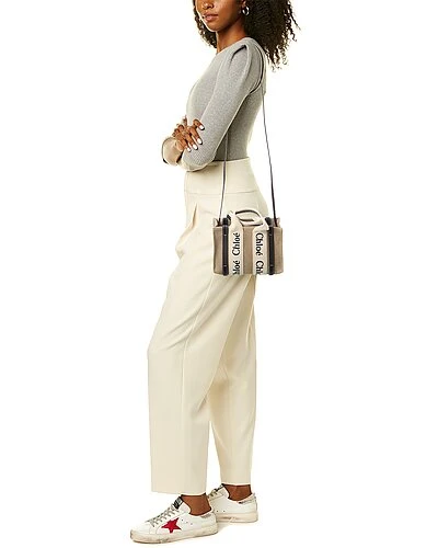 Chloé Woody Mini Canvas & Leather Tote Women 4 Chloé Woody Mini Canvas & Leather Tote Women - Image 4