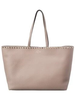 Valentino Rockstud Large Grainy Leather Shopper Tote Women
